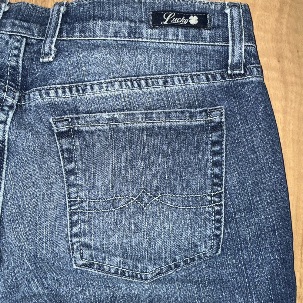 Women's Y2K Style Lucky Brand Dungarees Classic Rider Crop Jeans Blue Size 6/28 - Picture 4 of 6